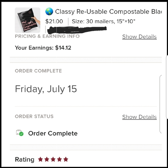 🌎 30 Classy Re-Usable Compostable Black & Pale Coral Mailers Size Large - Picture 2 of 4